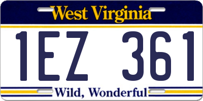 WV license plate 1EZ361