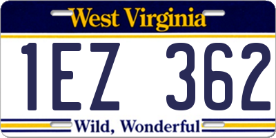 WV license plate 1EZ362