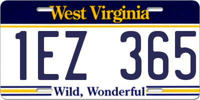 WV license plate 1EZ365