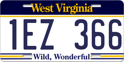 WV license plate 1EZ366