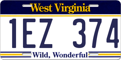 WV license plate 1EZ374