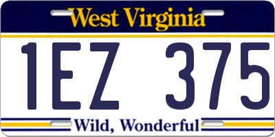 WV license plate 1EZ375