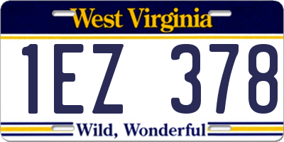 WV license plate 1EZ378