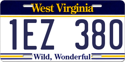 WV license plate 1EZ380