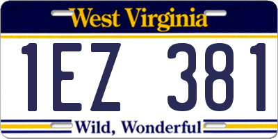 WV license plate 1EZ381