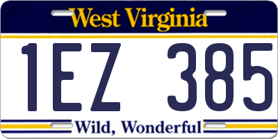 WV license plate 1EZ385