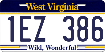 WV license plate 1EZ386