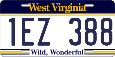 WV license plate 1EZ388