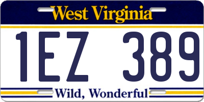 WV license plate 1EZ389