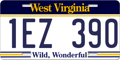 WV license plate 1EZ390