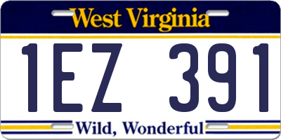 WV license plate 1EZ391