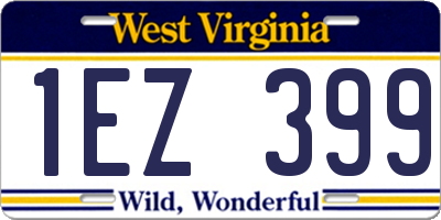 WV license plate 1EZ399
