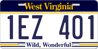 WV license plate 1EZ401