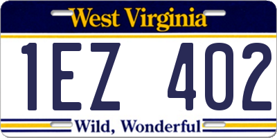 WV license plate 1EZ402