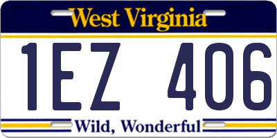 WV license plate 1EZ406