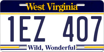 WV license plate 1EZ407