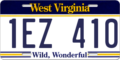 WV license plate 1EZ410