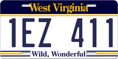 WV license plate 1EZ411