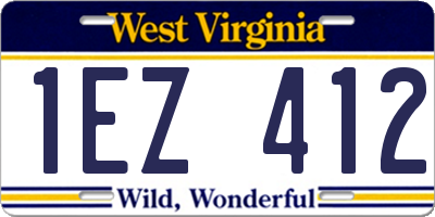 WV license plate 1EZ412