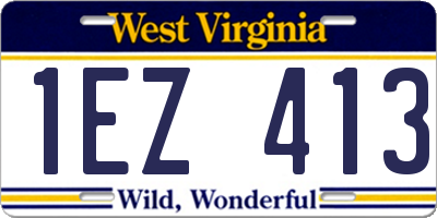 WV license plate 1EZ413