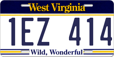 WV license plate 1EZ414