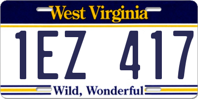 WV license plate 1EZ417