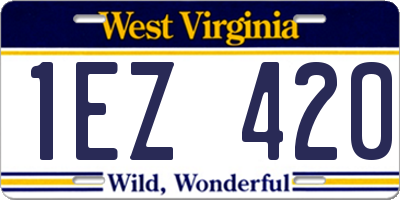 WV license plate 1EZ420