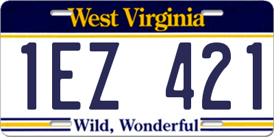 WV license plate 1EZ421