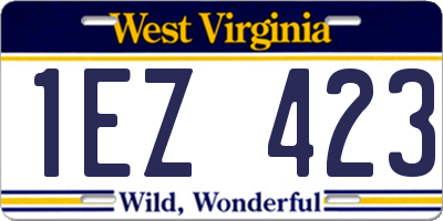 WV license plate 1EZ423