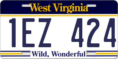 WV license plate 1EZ424