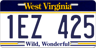 WV license plate 1EZ425