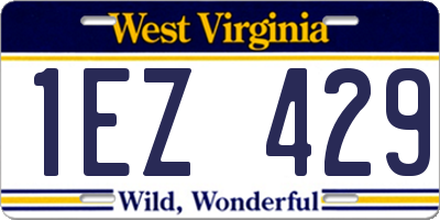 WV license plate 1EZ429