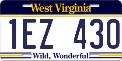 WV license plate 1EZ430