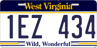 WV license plate 1EZ434