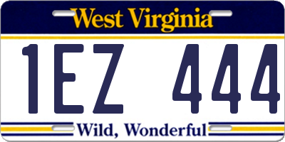 WV license plate 1EZ444
