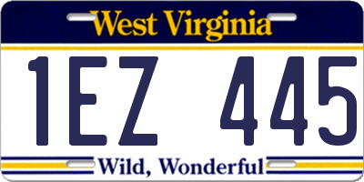 WV license plate 1EZ445