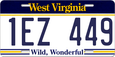 WV license plate 1EZ449