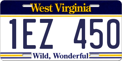 WV license plate 1EZ450