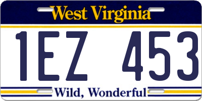 WV license plate 1EZ453