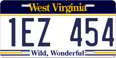 WV license plate 1EZ454