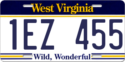 WV license plate 1EZ455