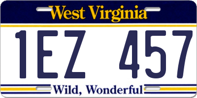 WV license plate 1EZ457