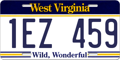 WV license plate 1EZ459