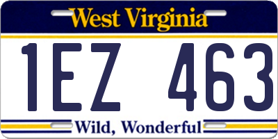 WV license plate 1EZ463