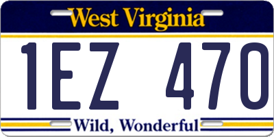WV license plate 1EZ470