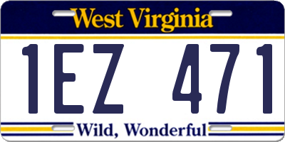WV license plate 1EZ471