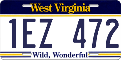 WV license plate 1EZ472