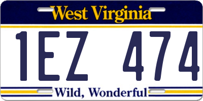WV license plate 1EZ474