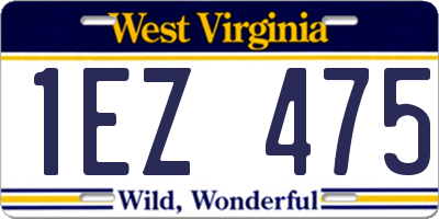 WV license plate 1EZ475