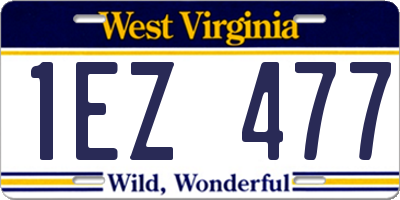 WV license plate 1EZ477